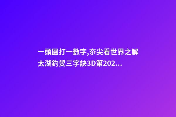 一頭圓打一數字,夵尖看世界之解太湖釣叟三字訣3D第2022248期-第1張-觀點-玄機派