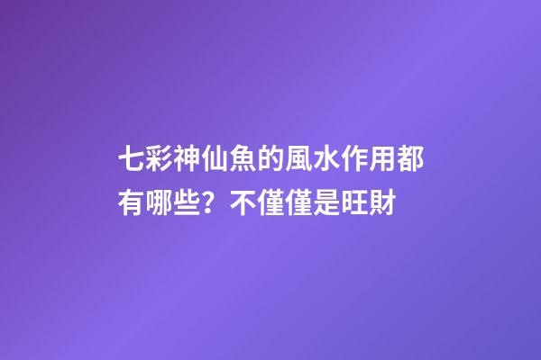七彩神仙魚的風水作用都有哪些？不僅僅是旺財
