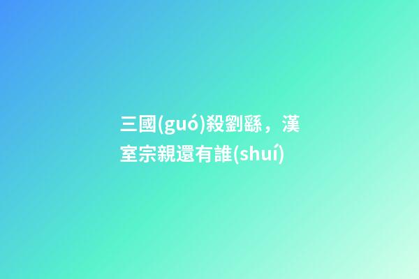 三國(guó)殺劉繇，漢室宗親還有誰(shuí)-第1張-觀點(diǎn)-玄機(jī)派