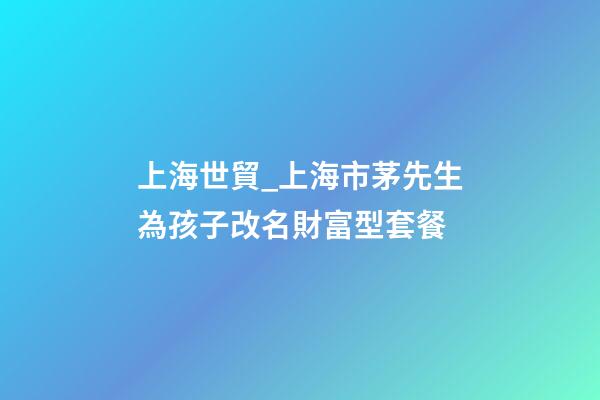 上海世貿_上海市茅先生為孩子改名財富型套餐-第1張-公司起名-玄機派