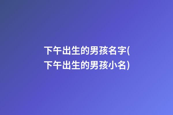 下午出生的男孩名字(下午出生的男孩小名)
