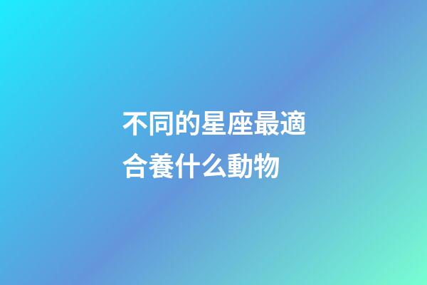 不同的星座最適合養什么動物-第1張-星座運勢-玄機派