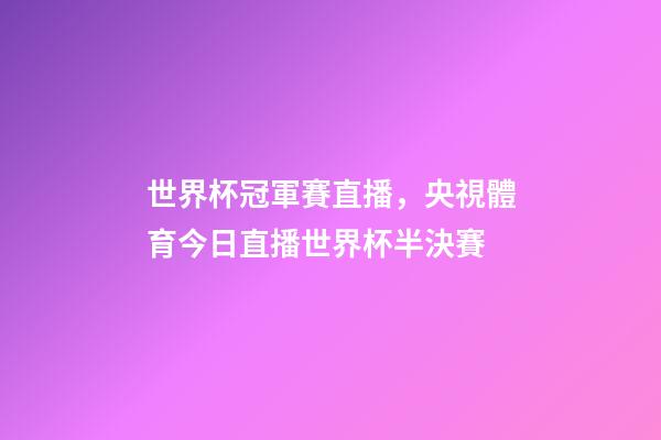 世界杯冠軍賽直播，央視體育今日直播世界杯半決賽(阿根廷-克羅地亞)-第1張-觀點-玄機派