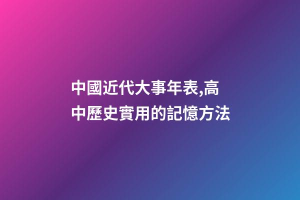 中國近代大事年表,高中歷史實用的記憶方法-第1張-觀點-玄機派