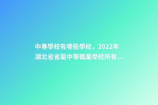 中專學校有哪些學校，2022年湖北省省屬中等職業學校(中職)所有名單(17所)-第1張-觀點-玄機派