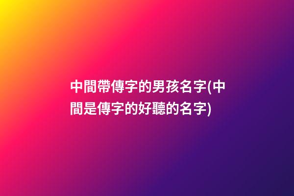 中間帶傳字的男孩名字(中間是傳字的好聽的名字)