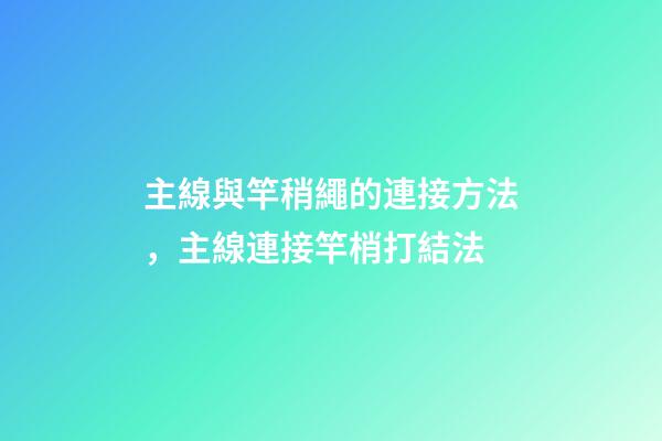 主線與竿稍繩的連接方法，主線連接竿梢打結法-第1張-觀點-玄機派
