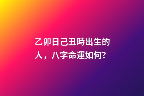 乙卯日己丑時出生的人，八字命運如何？