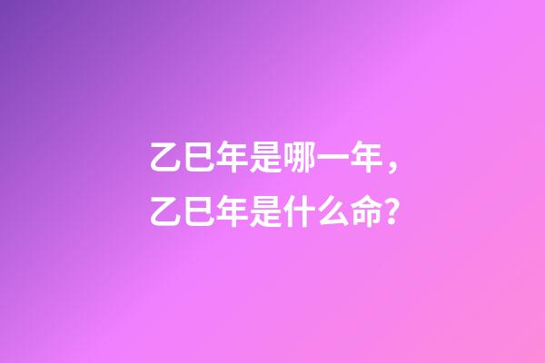 乙巳年是哪一年，乙巳年是什么命？