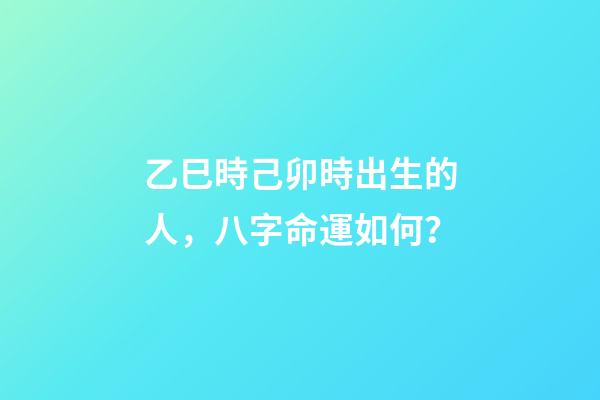 乙巳時己卯時出生的人，八字命運如何？