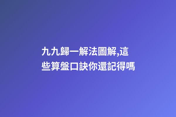九九歸一解法圖解,這些算盤口訣你還記得嗎-第1張-觀點-玄機派