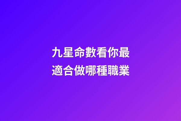 九星命數看你最適合做哪種職業