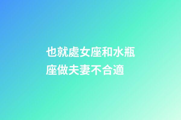 也就處女座和水瓶座做夫妻不合適-第1張-星座運勢-玄機派