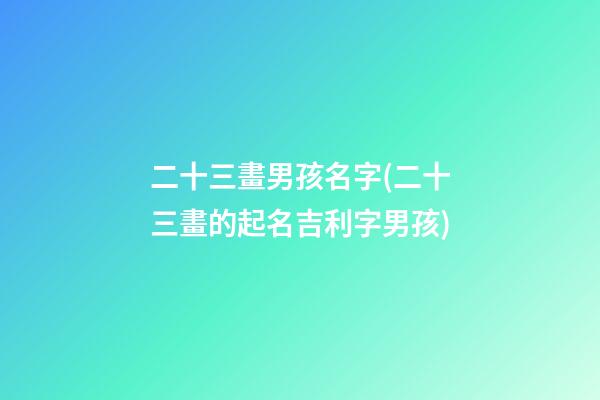 二十三畫男孩名字(二十三畫的起名吉利字男孩)