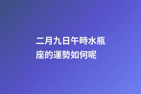 二月九日午時水瓶座的運勢如何呢