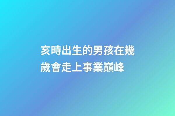 亥時出生的男孩在幾歲會走上事業巔峰