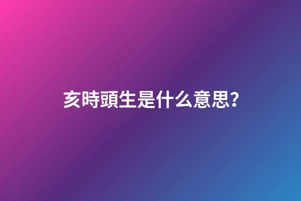 亥時頭生是什么意思？