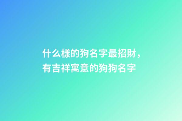 什么樣的狗名字最招財，有吉祥寓意的狗狗名字