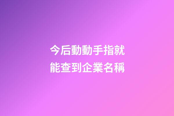 今后動動手指就能查到企業名稱-第1張-公司起名-玄機派