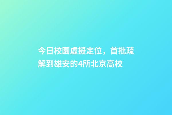 今日校園虛擬定位，首批疏解到雄安的4所北京高校-第1張-觀點-玄機派