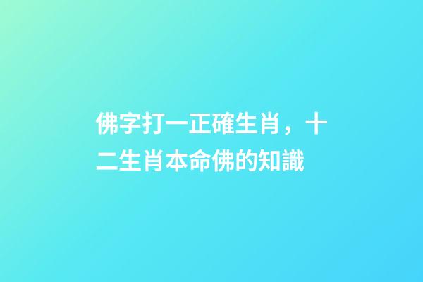 佛字打一正確生肖，十二生肖本命佛的知識-第1張-觀點-玄機派