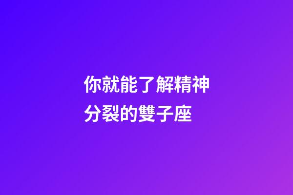 你就能了解精神分裂的雙子座