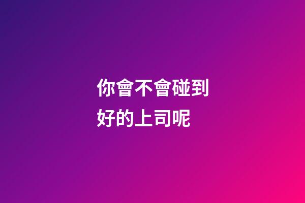 你會不會碰到好的上司呢?