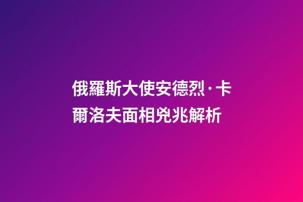 俄羅斯大使安德烈·卡爾洛夫面相兇兆解析