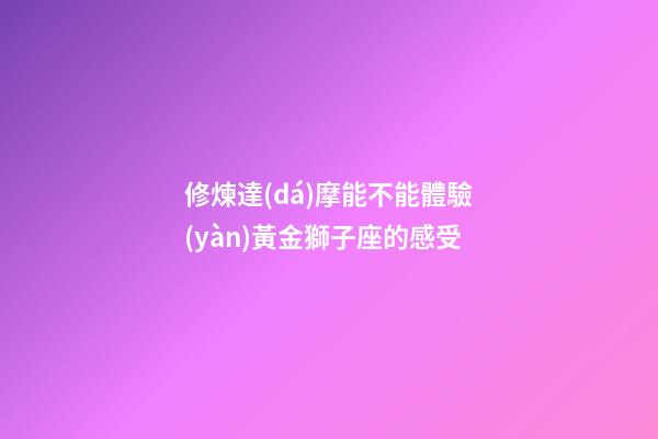 修煉達(dá)摩能不能體驗(yàn)黃金獅子座的感受