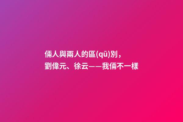 倆人與兩人的區(qū)別，劉偉元、徐云——我倆不一樣-第1張-觀點(diǎn)-玄機(jī)派