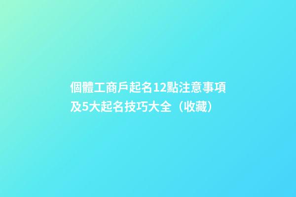 個體工商戶起名12點注意事項及5大起名技巧大全（收藏）