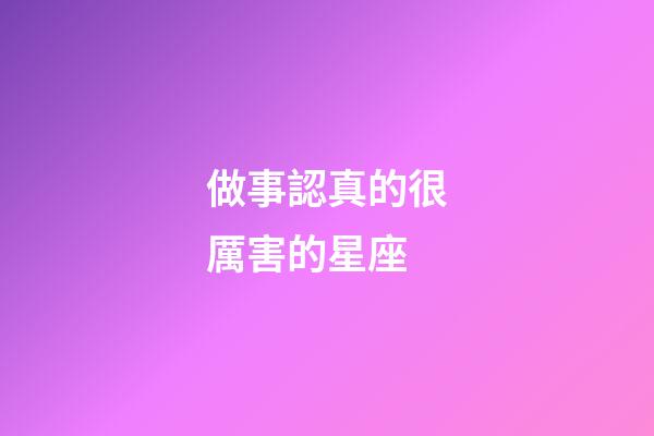 做事認真的很厲害的星座