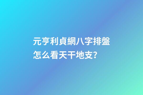 元亨利貞網八字排盤怎么看天干地支？