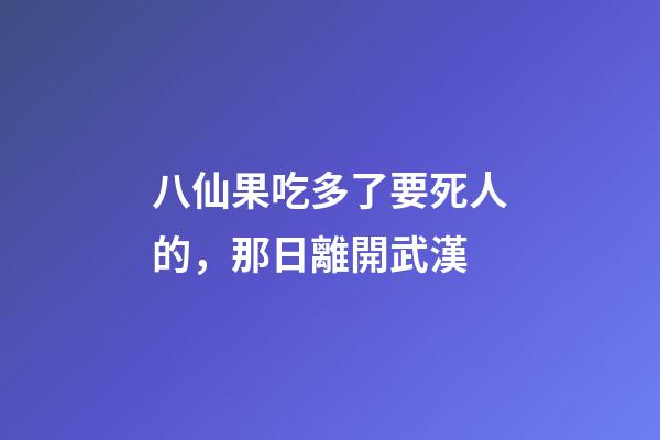 八仙果吃多了要死人的，那日離開武漢-第1張-觀點-玄機派