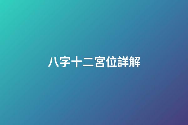八字十二宮位詳解