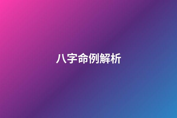 八字命例解析