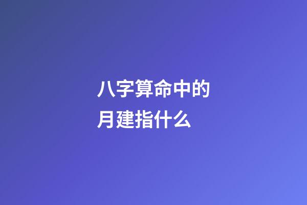 八字算命中的月建指什么