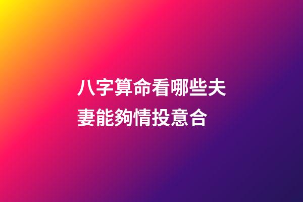 八字算命看哪些夫妻能夠情投意合