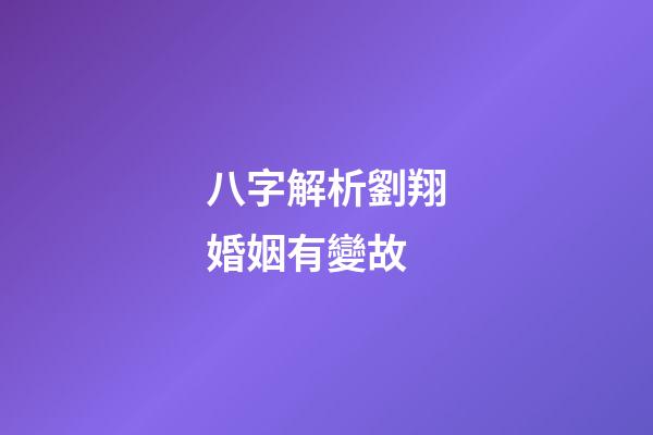 八字解析劉翔婚姻有變故