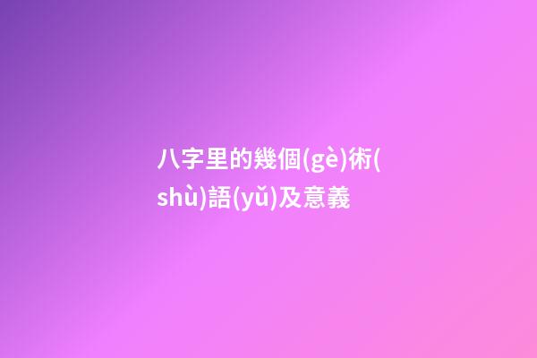 八字里的幾個(gè)術(shù)語(yǔ)及意義