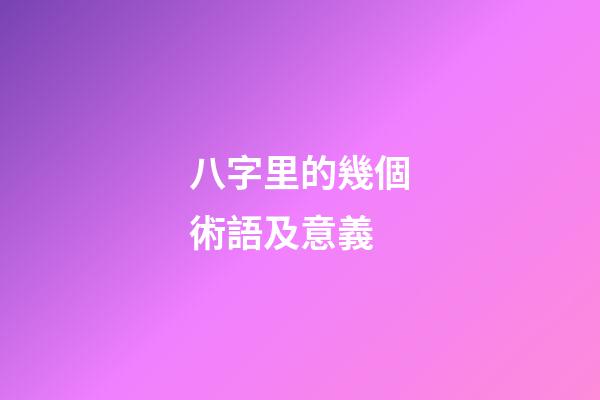 八字里的幾個術語及意義
