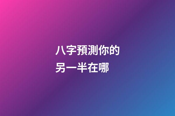 八字預測你的另一半在哪