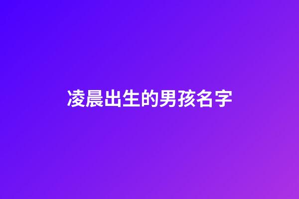 凌晨出生的男孩名字(凌晨出生的男孩名字叫什么姓劉)-第1張-男孩起名-玄機派