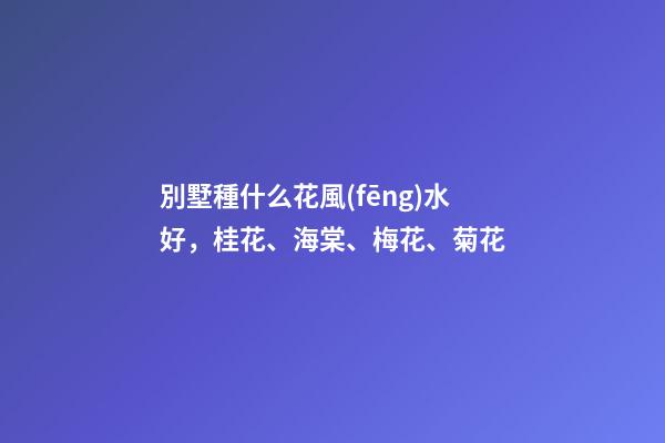 別墅種什么花風(fēng)水好，桂花、海棠、梅花、菊花