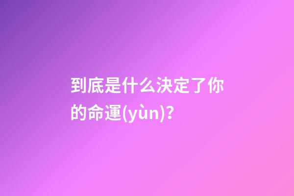 到底是什么決定了你的命運(yùn)？