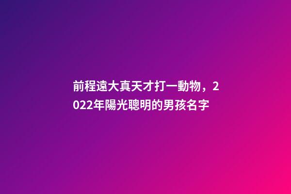 前程遠大真天才打一動物，2022年陽光聰明的男孩名字-第1張-觀點-玄機派