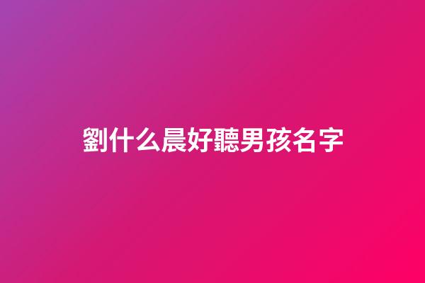 劉什么晨好聽男孩名字(劉什么辰好聽男孩名字)-第1張-男孩起名-玄機派