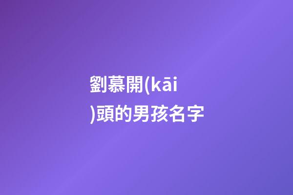 劉慕開(kāi)頭的男孩名字(劉慕莀這個(gè)名字怎么樣)-第1張-男孩起名-玄機(jī)派