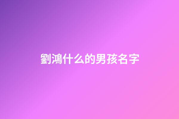 劉鴻什么的男孩名字(劉鴻什么的男孩名字最好聽)-第1張-男孩起名-玄機派