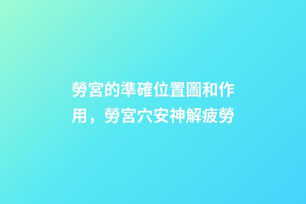 勞宮的準確位置圖和作用，勞宮穴安神解疲勞-第1張-觀點-玄機派